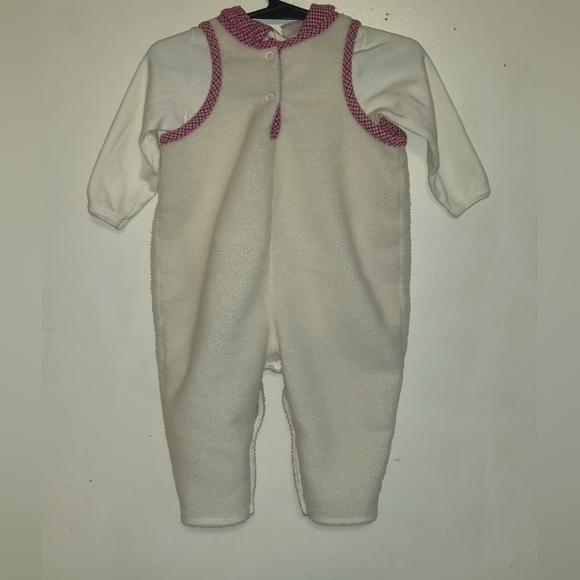 Carter's 2 Pc Baby Overalls. Cream Color Fleece PUPPY 6-9ms - Picture 2 of 11
